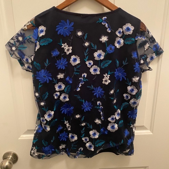NEW Calvin Klein Blouse, Floral and Sheer - Picture 5 of 7